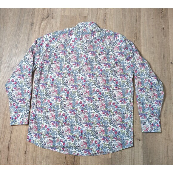 Alan Flusser Size L Shirt Button Down Long Sleeve Colorful Floral Print Designer - Picture 3 of 12